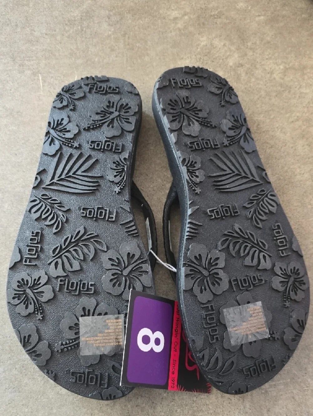 Flojos Women's Black Flip Flop Sandals - Size 8